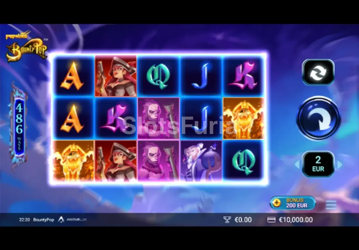 Pantalla principal del juego base en BountyPop