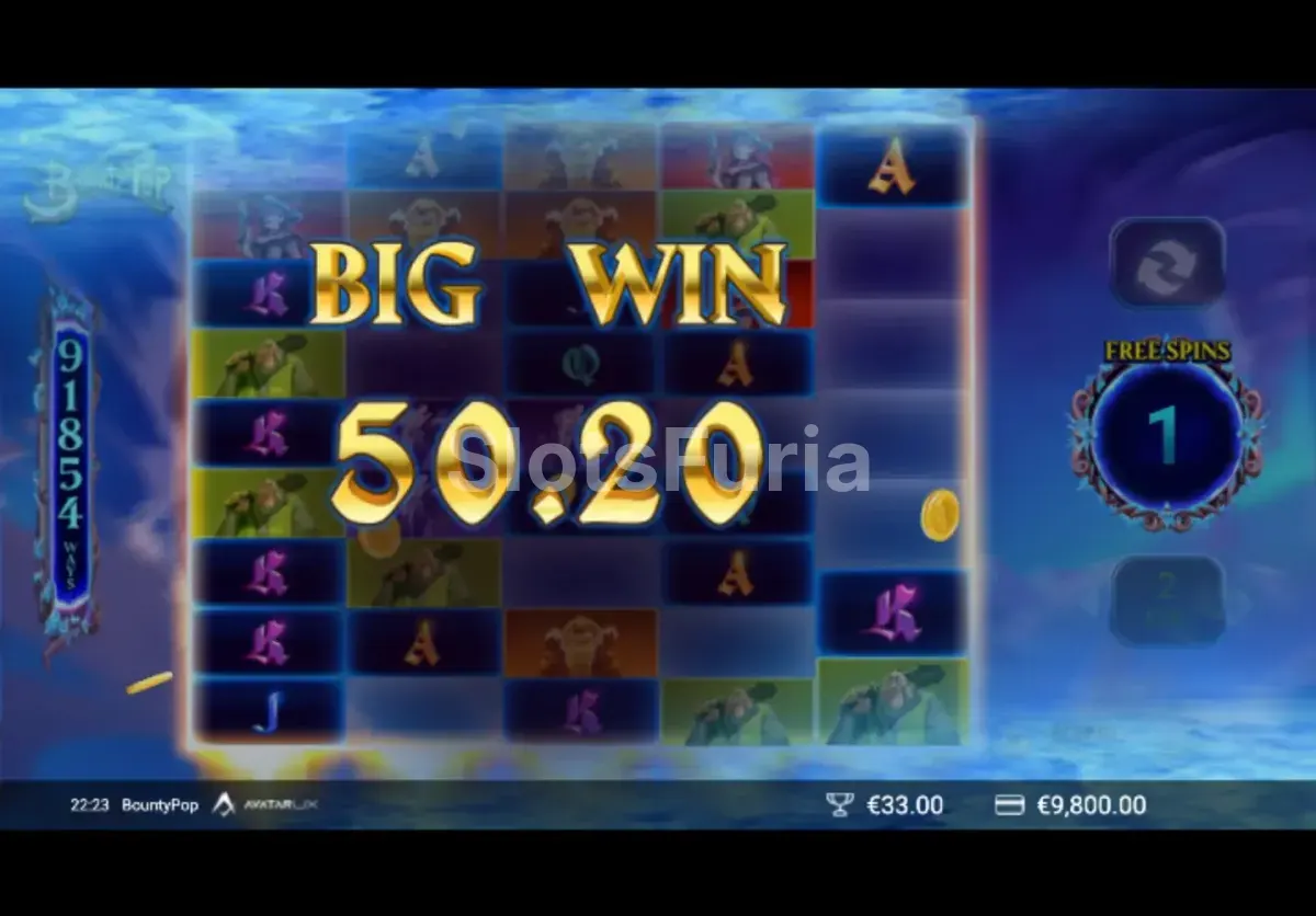 Gran victoria en BountyPop con multiplicador en pantalla