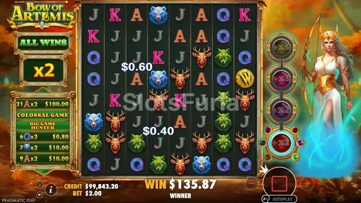 Feature The Hunt activada en la slot Bow of Artemis