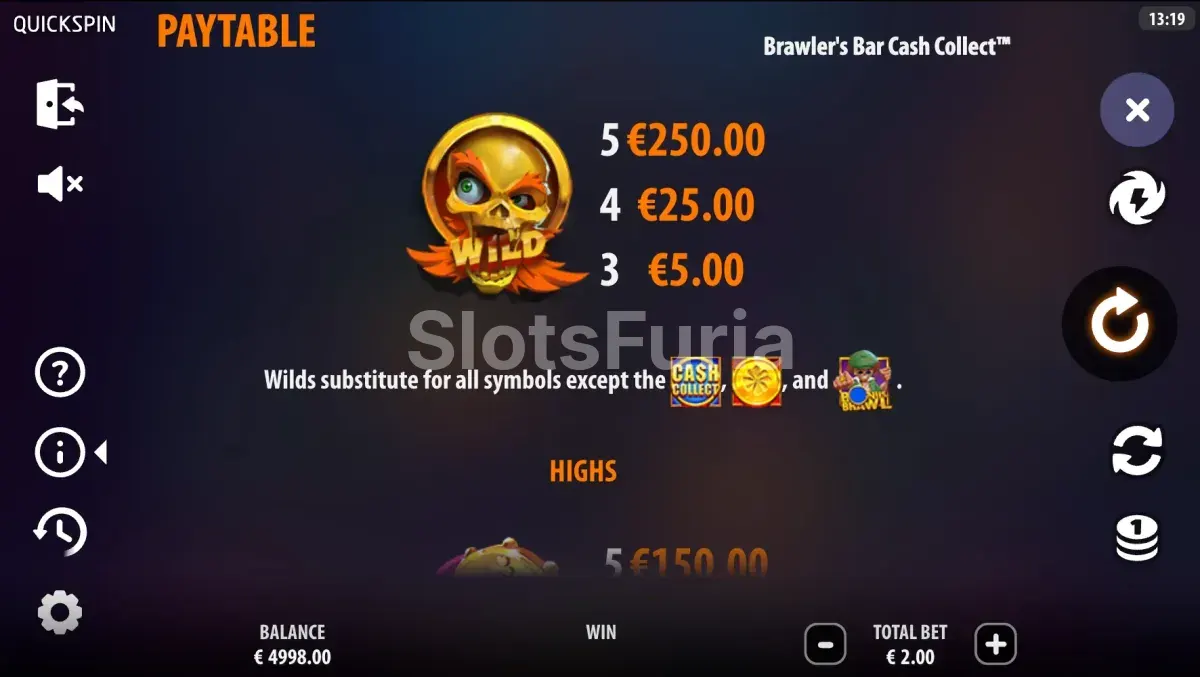 Tabla de pagos completa de Brawler's Bar con todos los símbolos