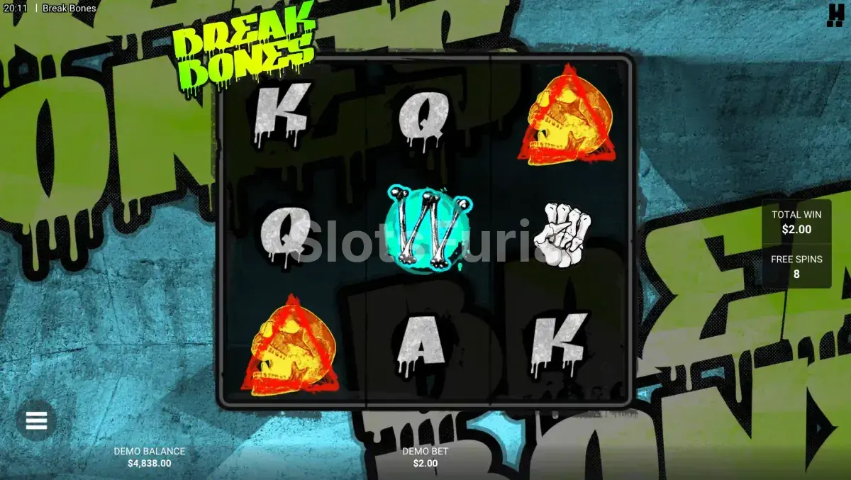 Ronda de giros gratis de Break Bones en pantalla completa