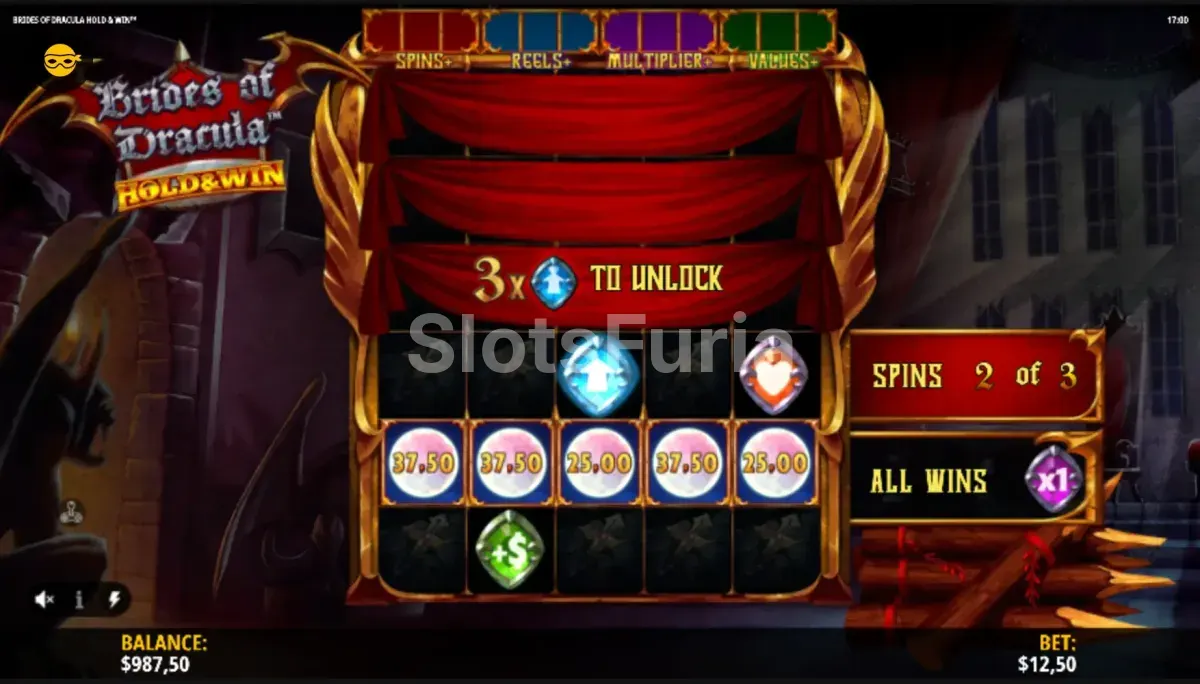 Ronda de giros gratuitos activada en Brides of Dracula Hold & Win