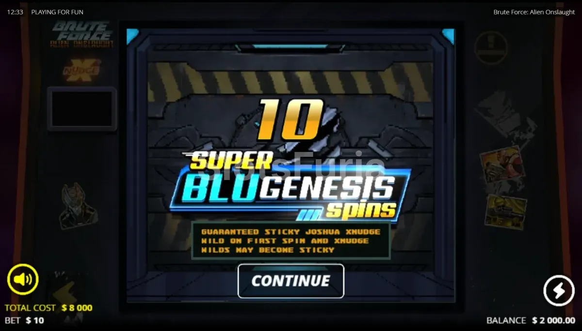 Ronda de giros gratis de Brute Force Alien Onslaught con multiplicadores activados