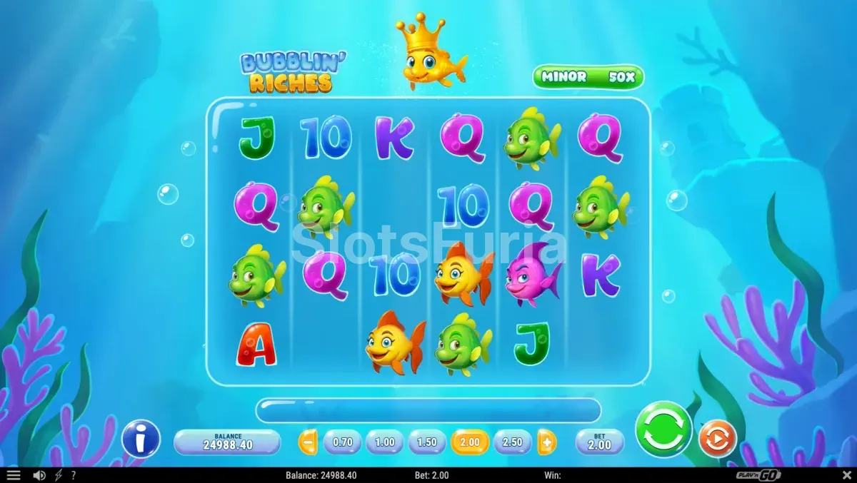 Función Lock'n Gold activa en Bubblin' Riches con monedas fijadas