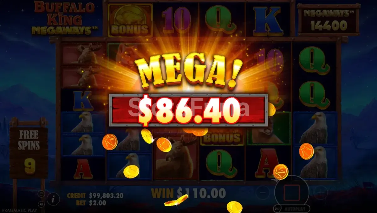 Pantalla de gran premio en Buffalo King Megaways