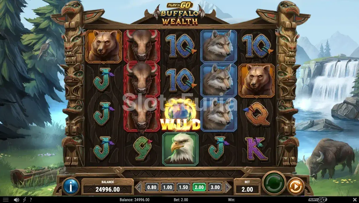 Ronda de tiradas gratuitas de Buffalo of Wealth con tablero expandido