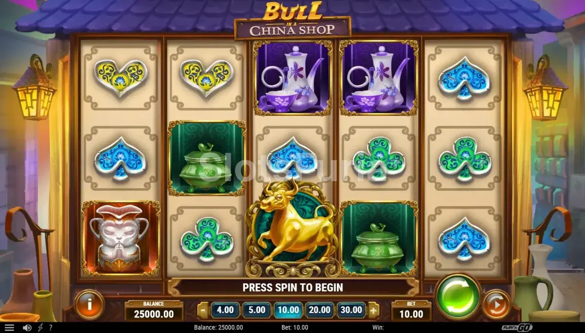 Pantalla principal de Bull in a China Shop con los rodillos activos