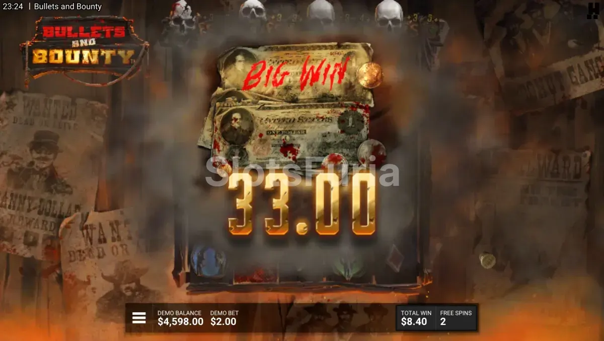 Gran victoria en Bullets and Bounty con multiplicadores apilados