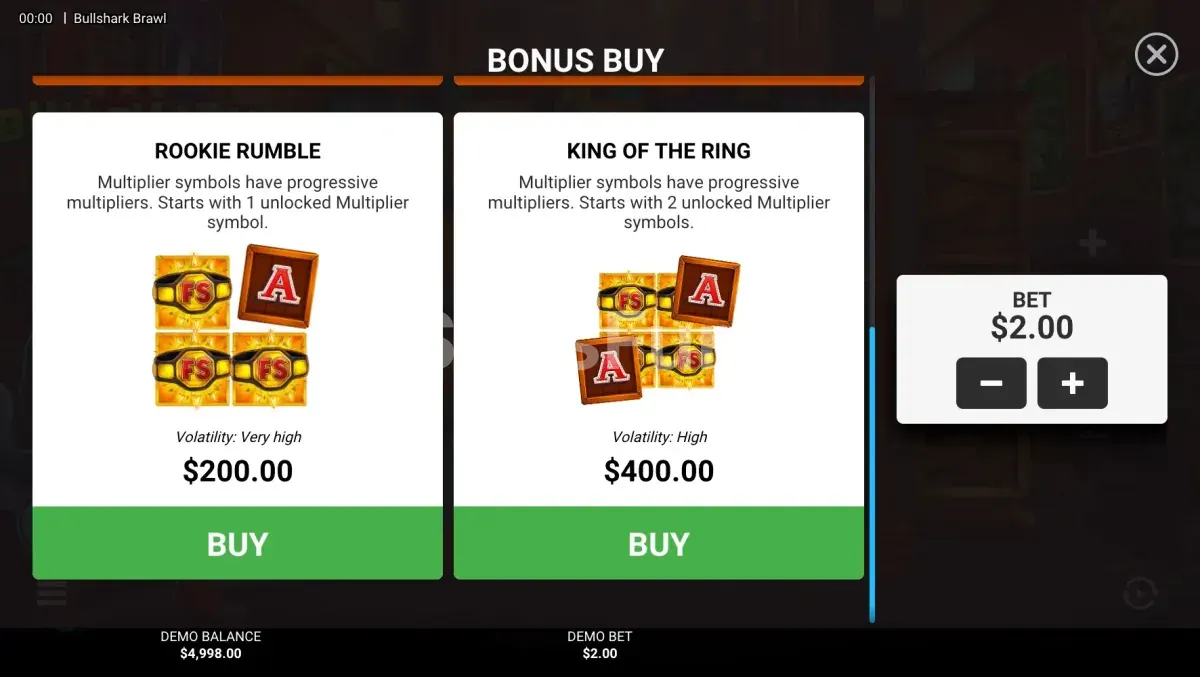 Opciones de compra de bono en Bullshark Brawl