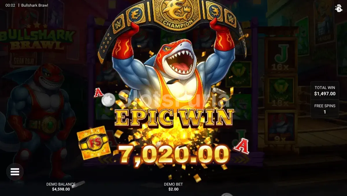 Gran victoria en Bullshark Brawl con multiplicadores apilados
