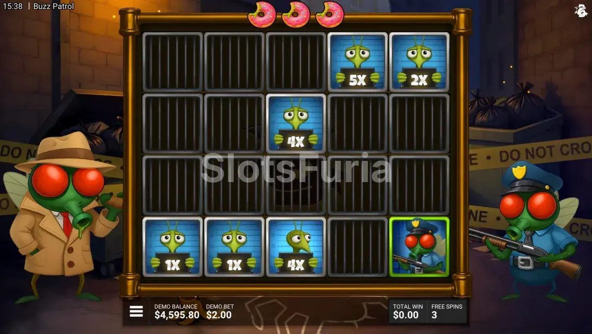 Ronda de giros gratis y función Patrol Duty en Buzz Patrol