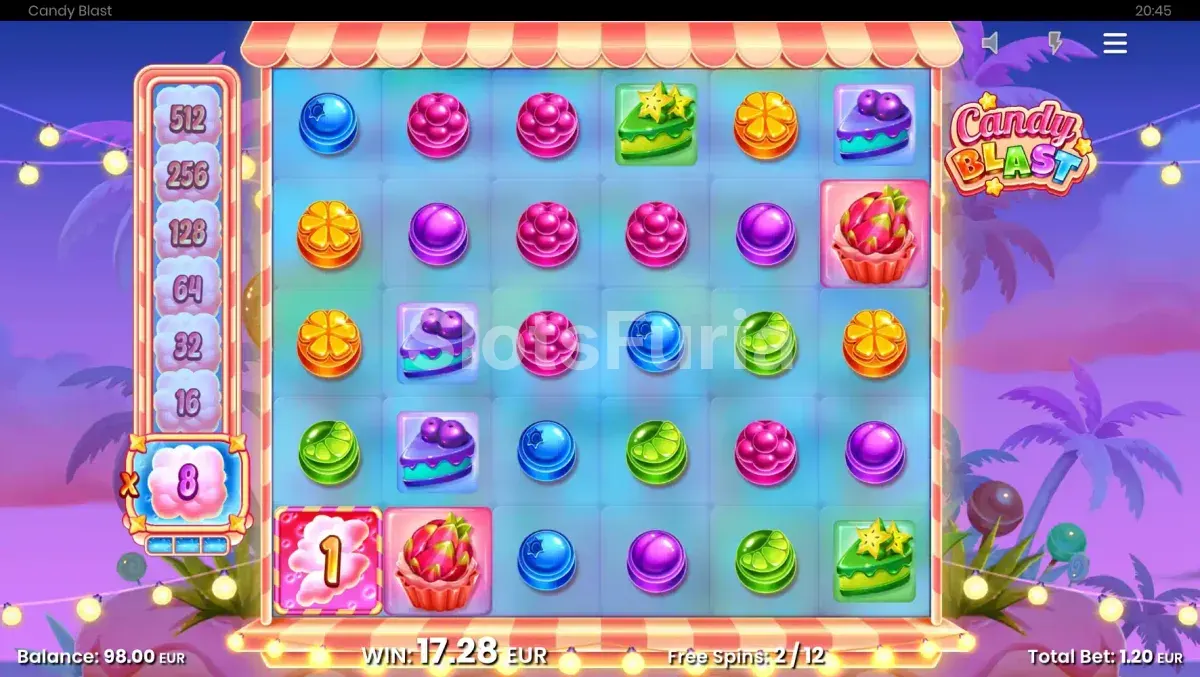Ronda de giros gratis de Candy Blast con multiplicadores activos