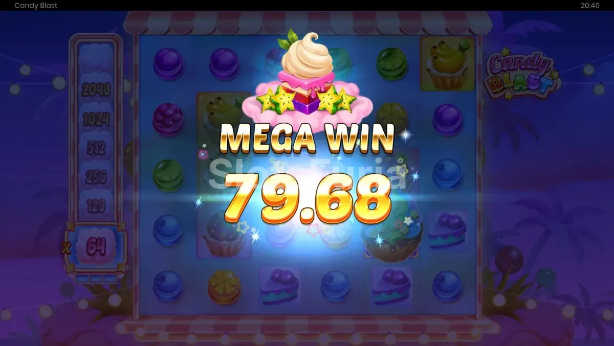 Gran victoria en Candy Blast con una explosión de ganancias en pantalla