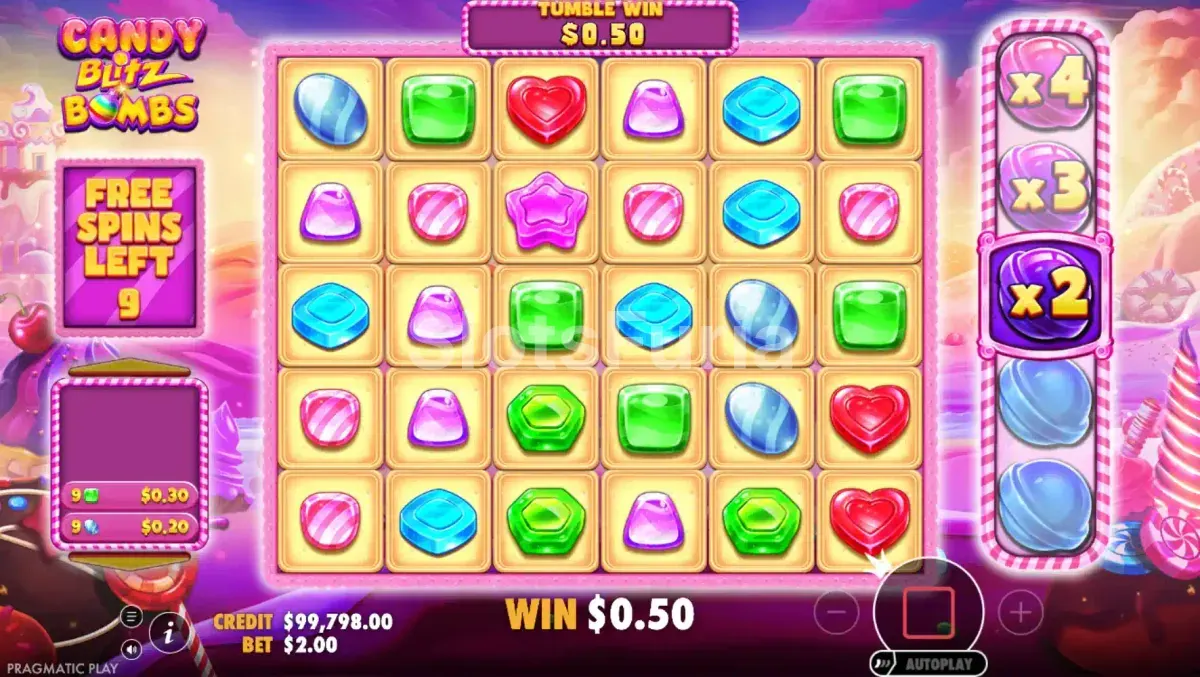 Ronda de tiradas gratuitas de Candy Blitz Bombs en acción