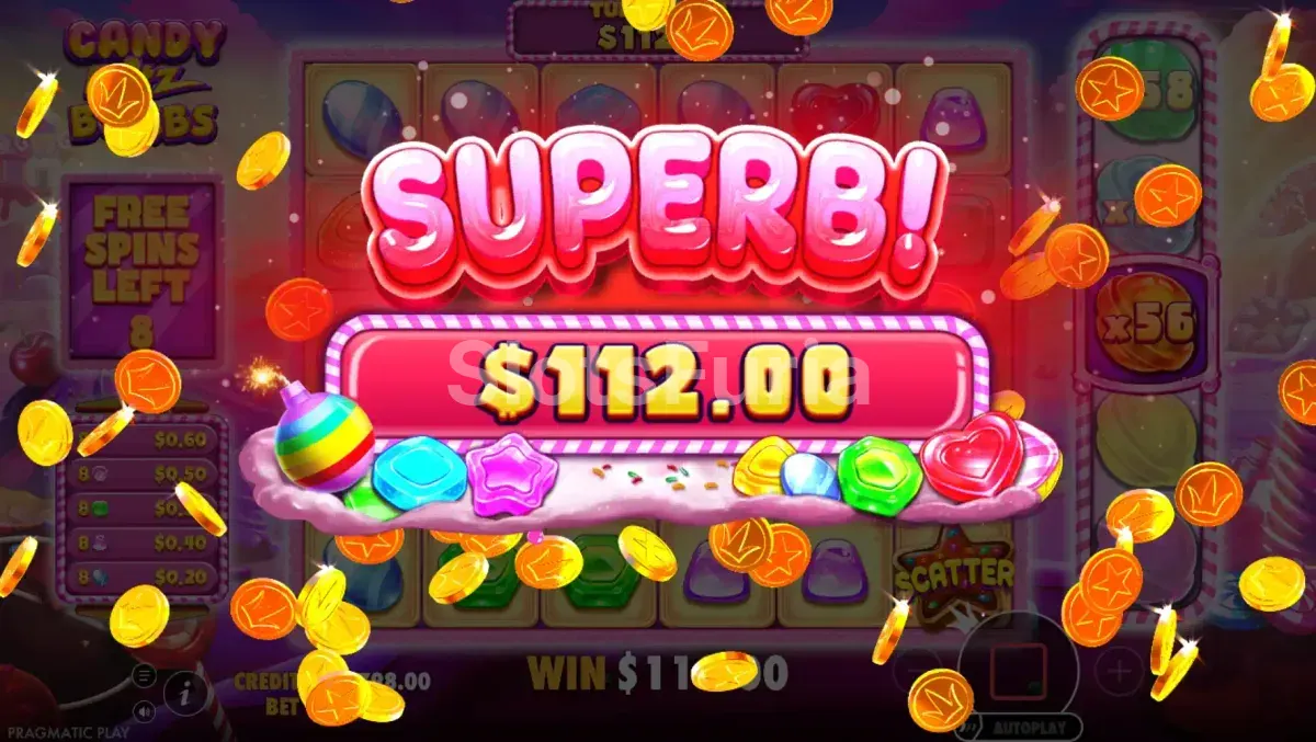 Gran victoria conseguida en Candy Blitz Bombs durante el bonus