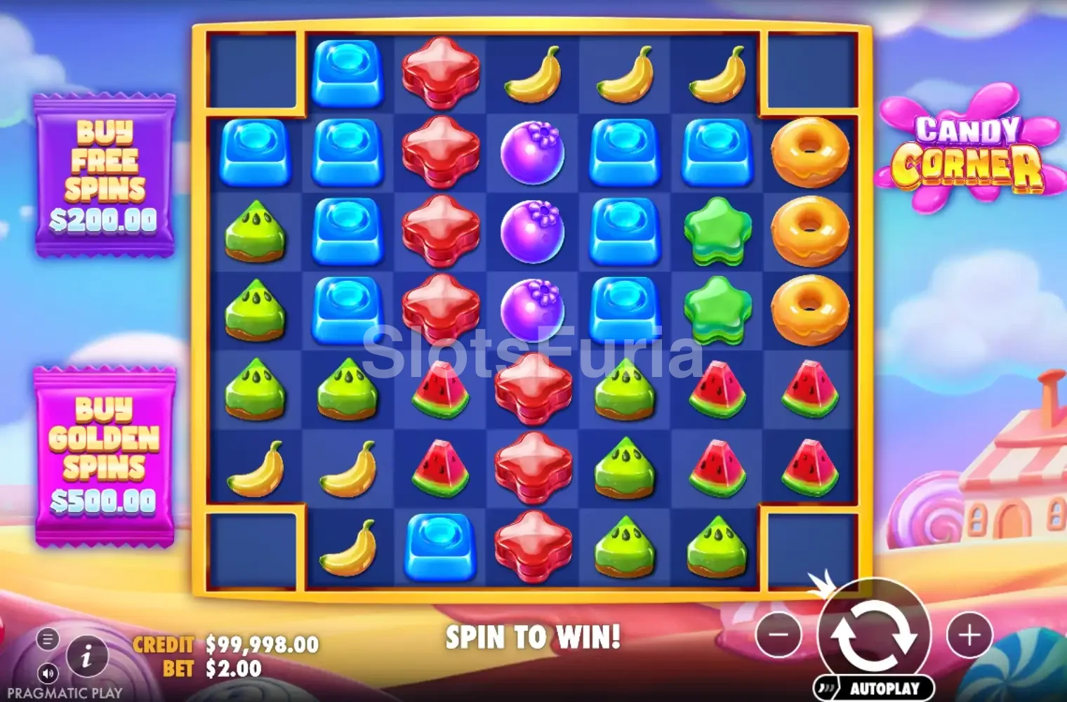 Pantalla principal del juego base de Candy Corner