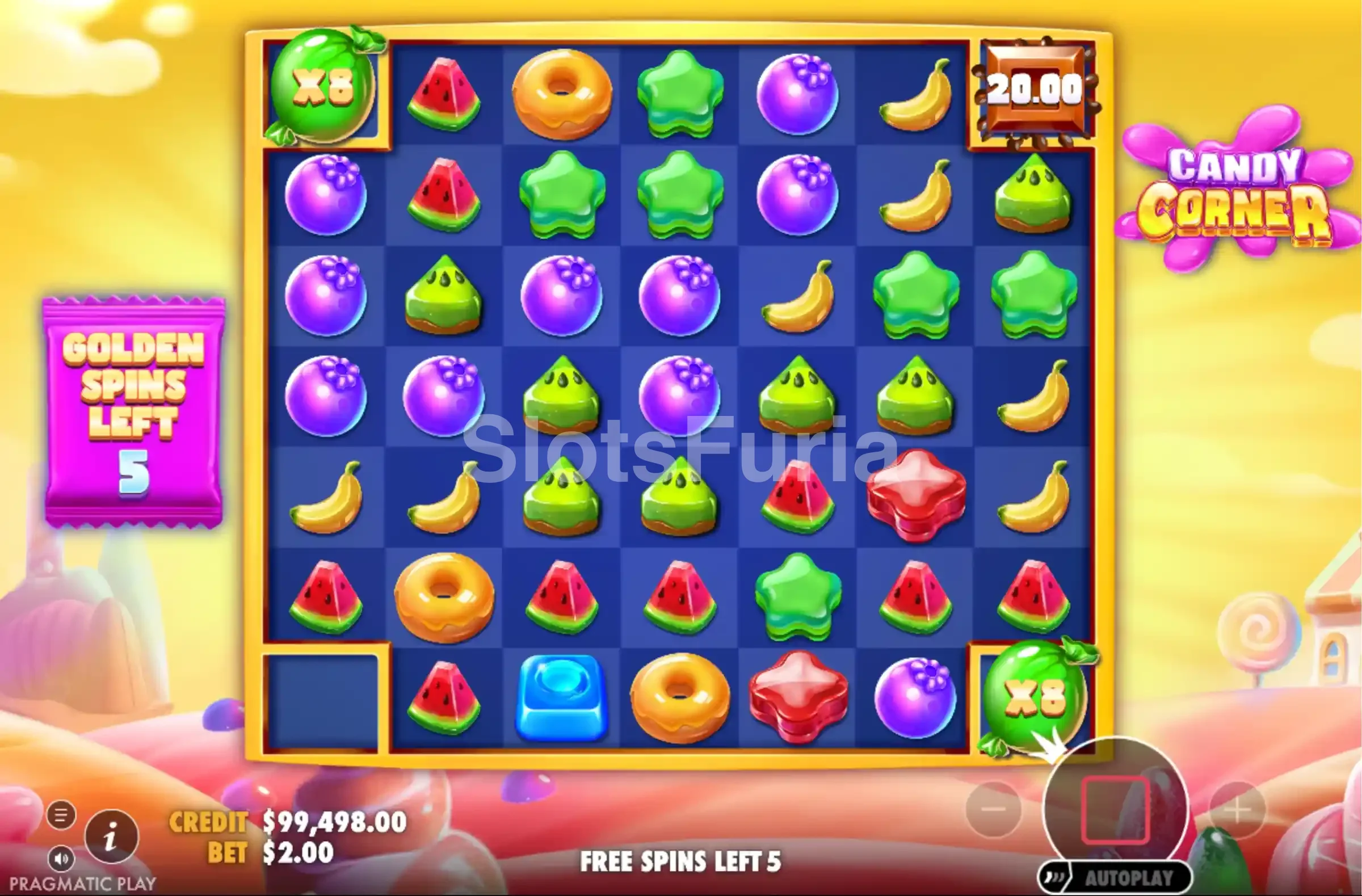Ronda de tiradas gratuitas de Candy Corner en acción