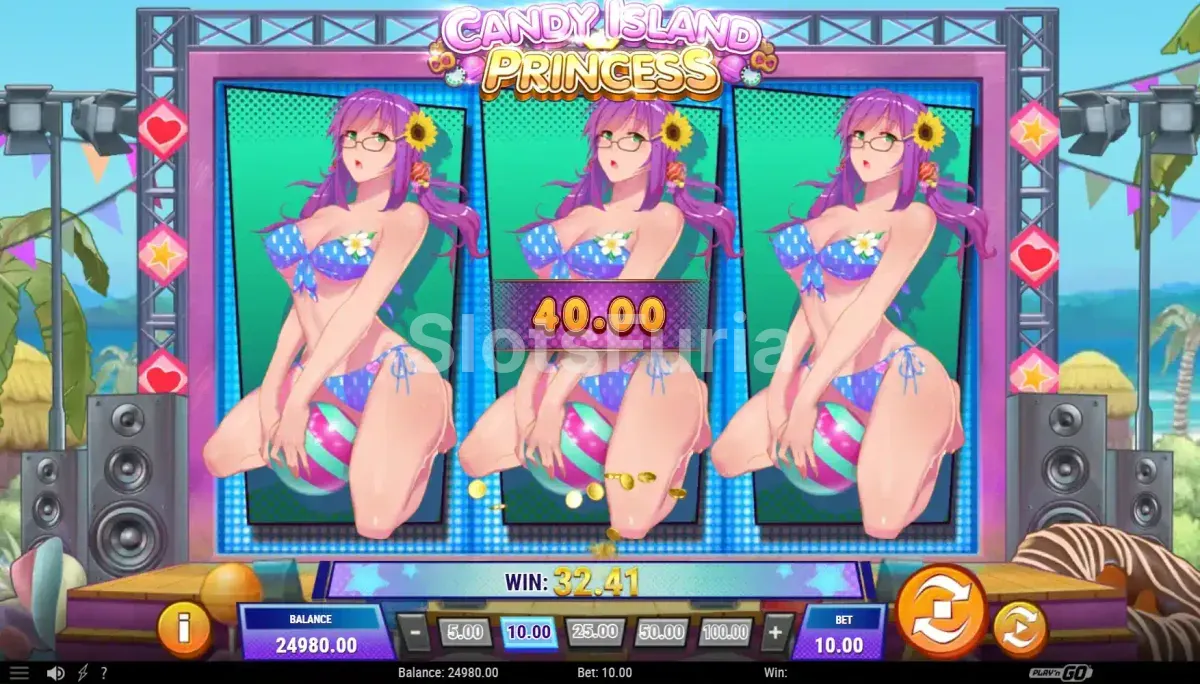 Resultado de giro con función activa en Candy Island Princess