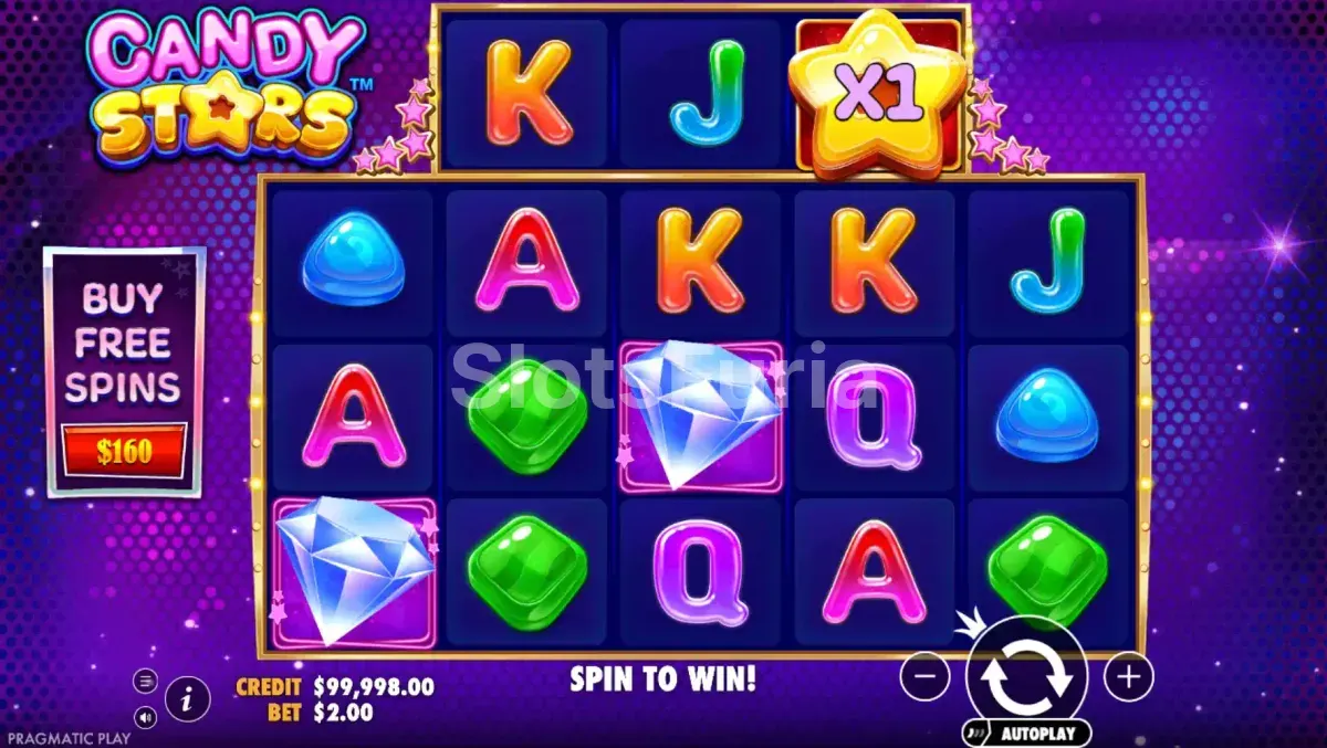 Pantalla principal del juego Candy Stars en acción