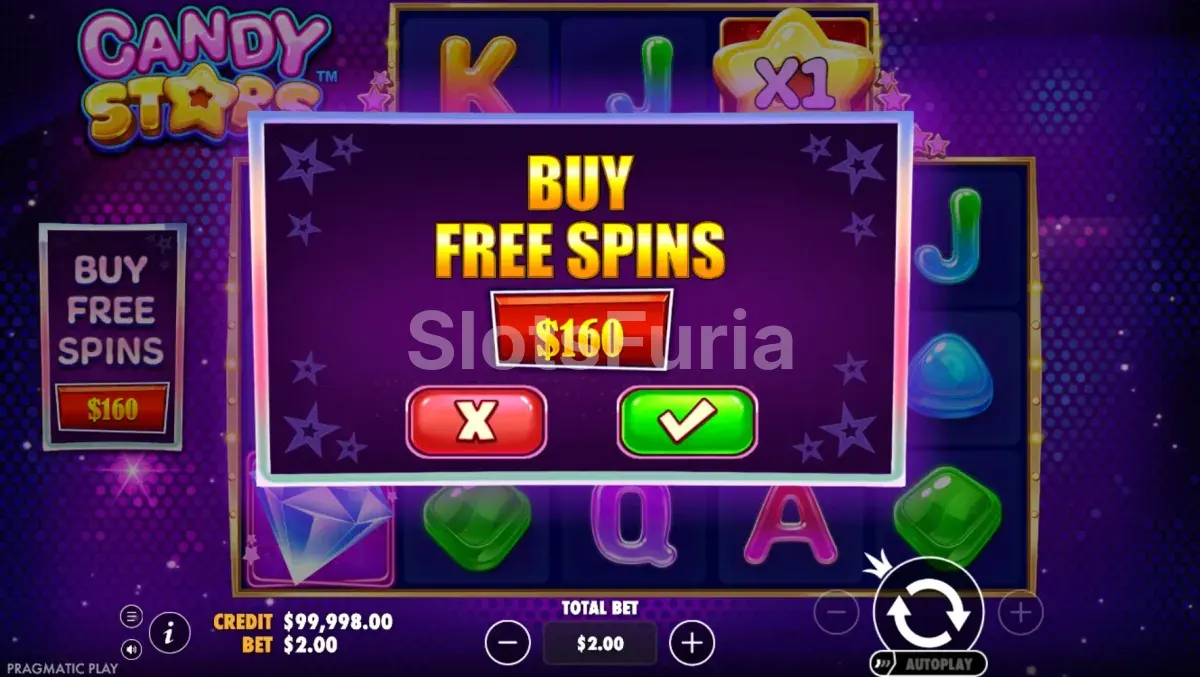 Opción de compra de bono disponible en Candy Stars