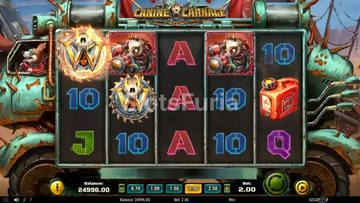 Mecánica de bonos en acción durante el juego base de Canine Carnage