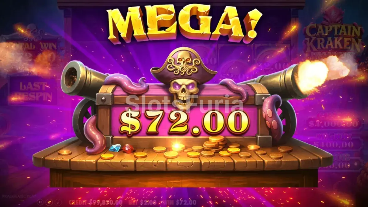 Gran victoria en Captain Kraken Megaways mostrando el potencial de pago
