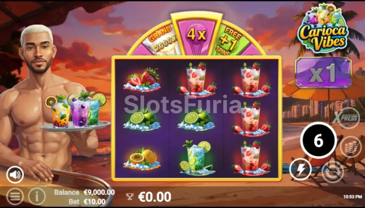 Ronda de giros gratis de Carioca Vibes con multiplicadores activos