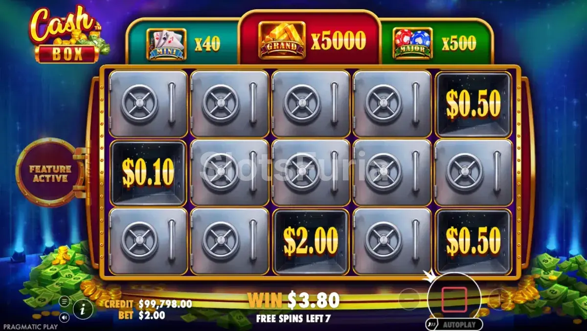 Ronda de giros gratis activada en Cash Box de Pragmatic Play