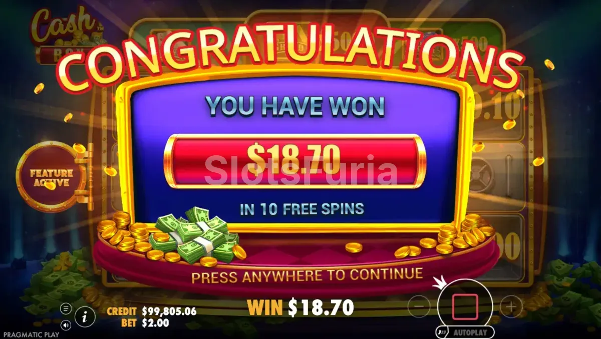Gran victoria conseguida en la tragamonedas Cash Box