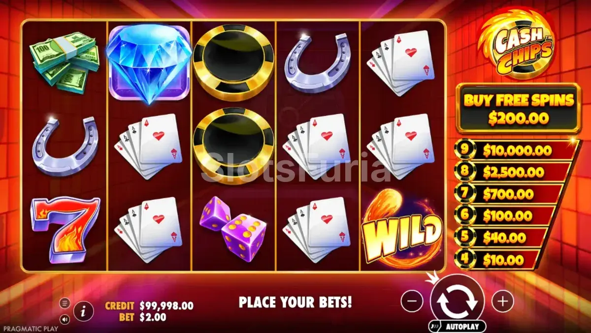 Pantalla principal del juego Cash Chips de Pragmatic Play