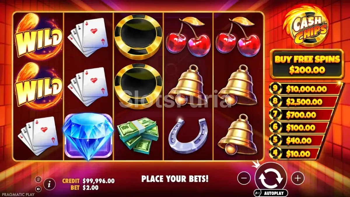 Segunda vista del gameplay de Cash Chips con bonus activo