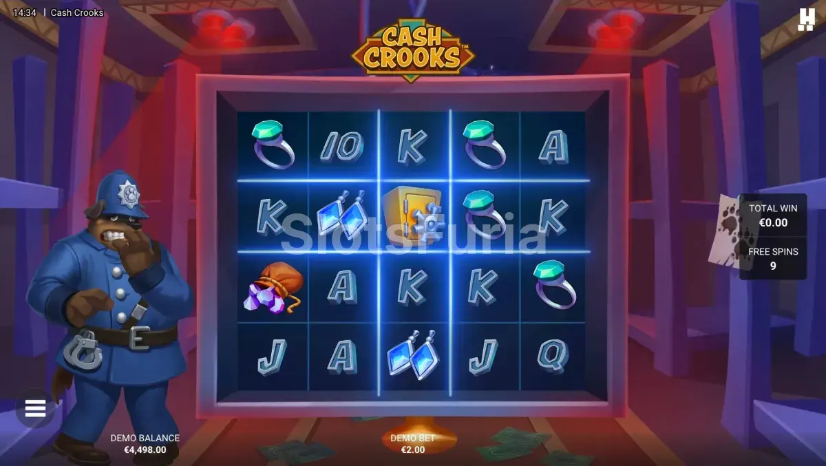 Rondas de giros gratis de Cash Crooks con los Vault Dials activos