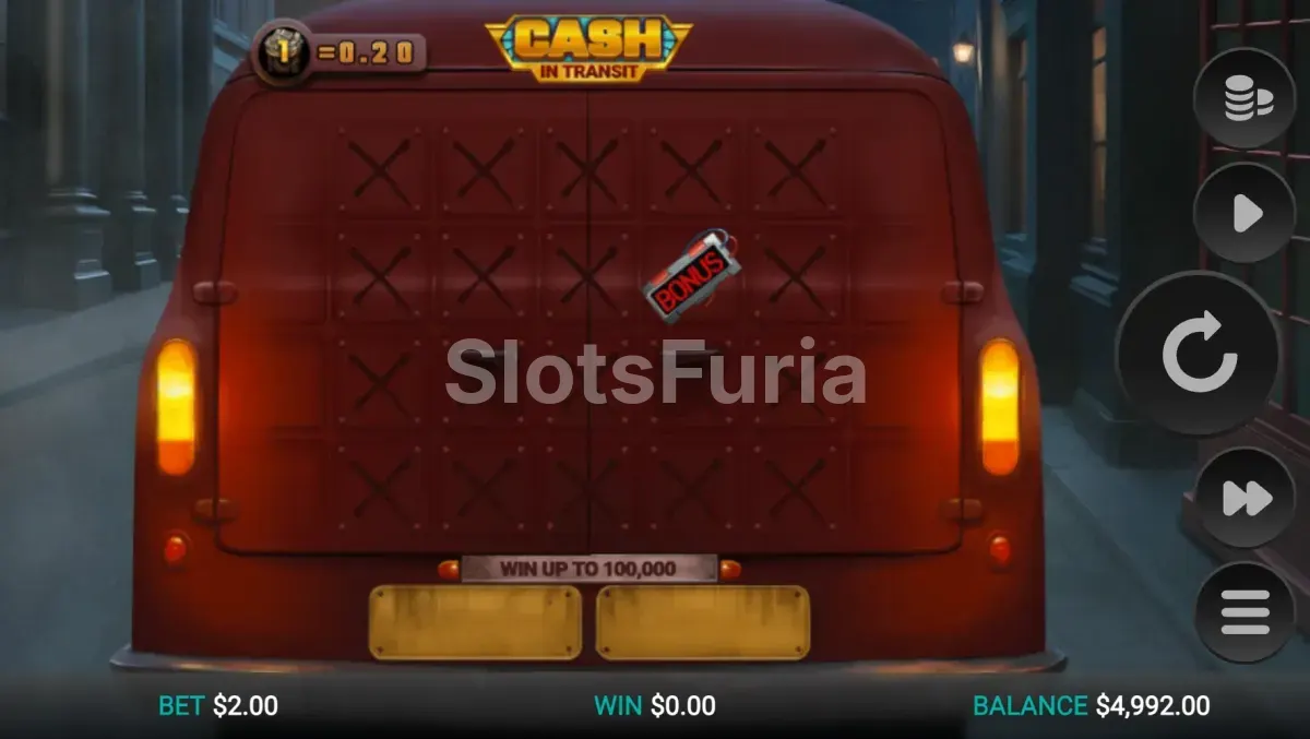 Segunda vista del juego base de Cash in Transit mostrando una combinación activa