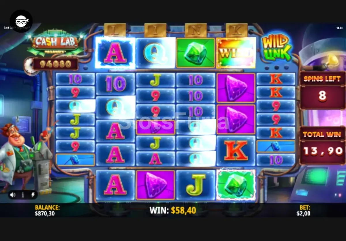 Modo de giros gratuitos activado en Cash Lab Megaways con multiplicadores en pantalla