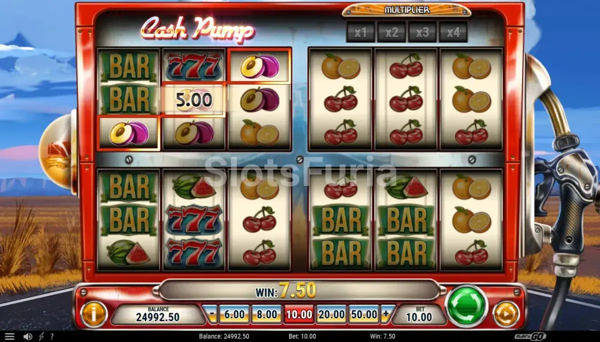 Resultado de un giro con Wilds apilados en Cash Pump de Play'n GO