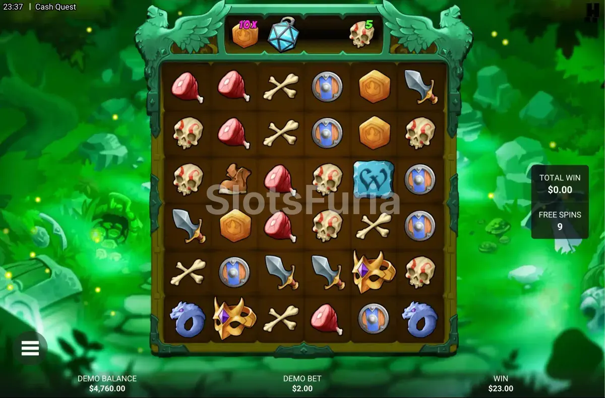 Ronda de giros gratuitos activada en Cash Quest