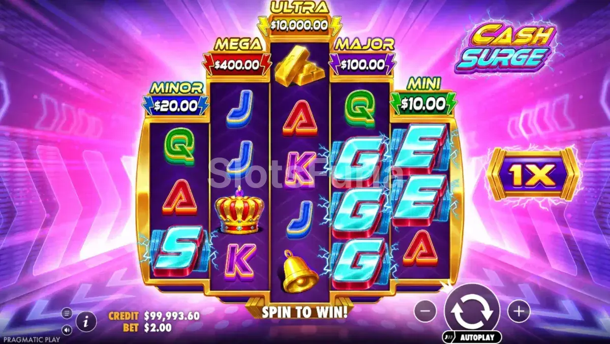 Ronda de giros gratis en Cash Surge con multiplicador activo