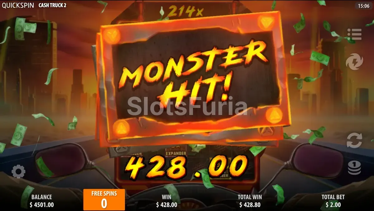 Gran victoria en Cash Truck 2 con multiplicadores activos al máximo