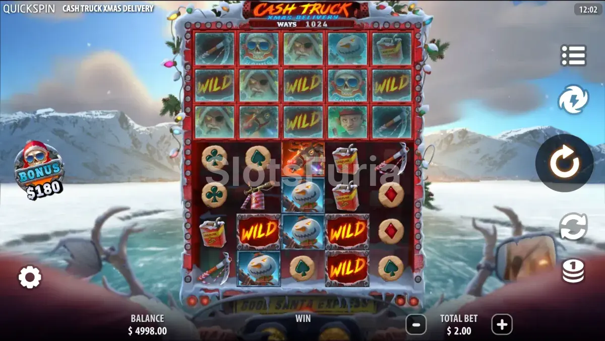 Pantalla principal de Cash Truck Xmas Delivery con autopista nevada