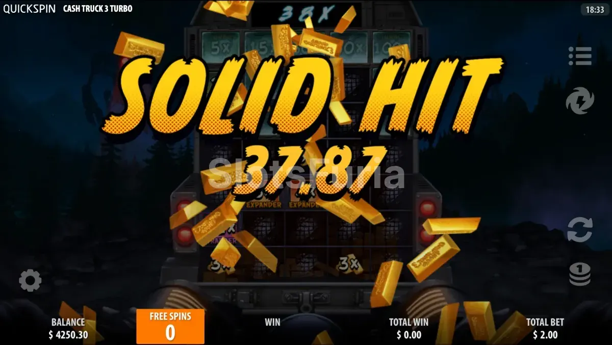 Gran victoria conseguida en la tragamonedas Cash Truck