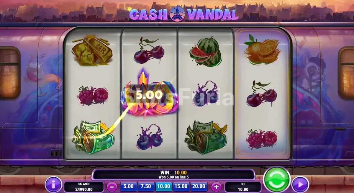 Resultado de giro con combinación ganadora en Cash Vandal