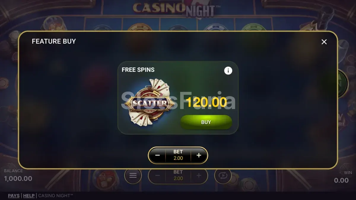Opción de compra de bono en Casino Night