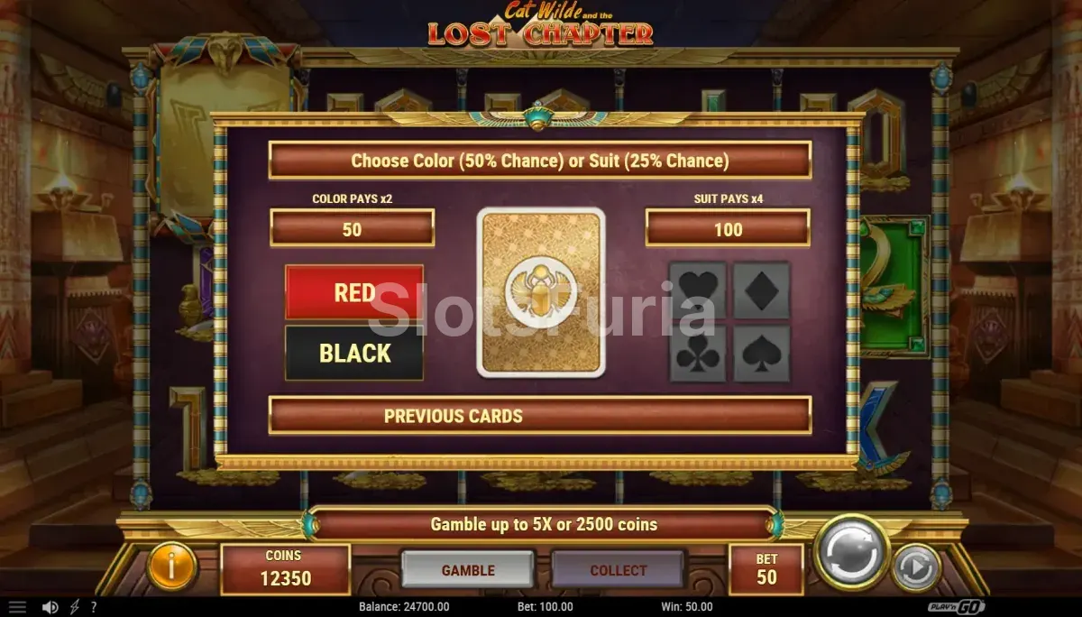 Función de apuesta doble en Cat Wilde and the Lost Chapter