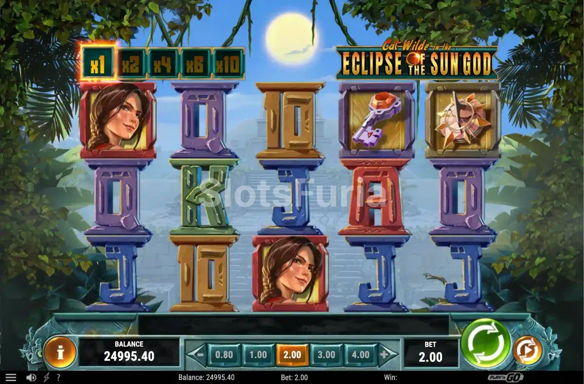 Segunda vista del juego base de Cat Wilde in the Eclipse of the Sun God con símbolos activos