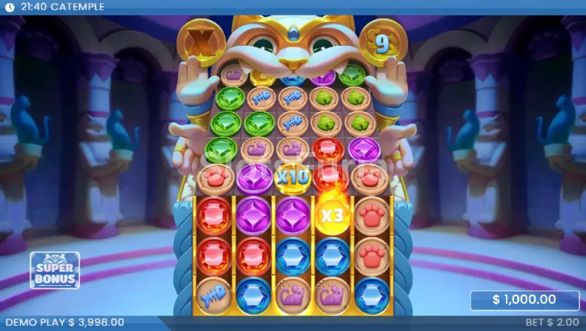 Ronda de giros gratuitos activa en la slot Catemple