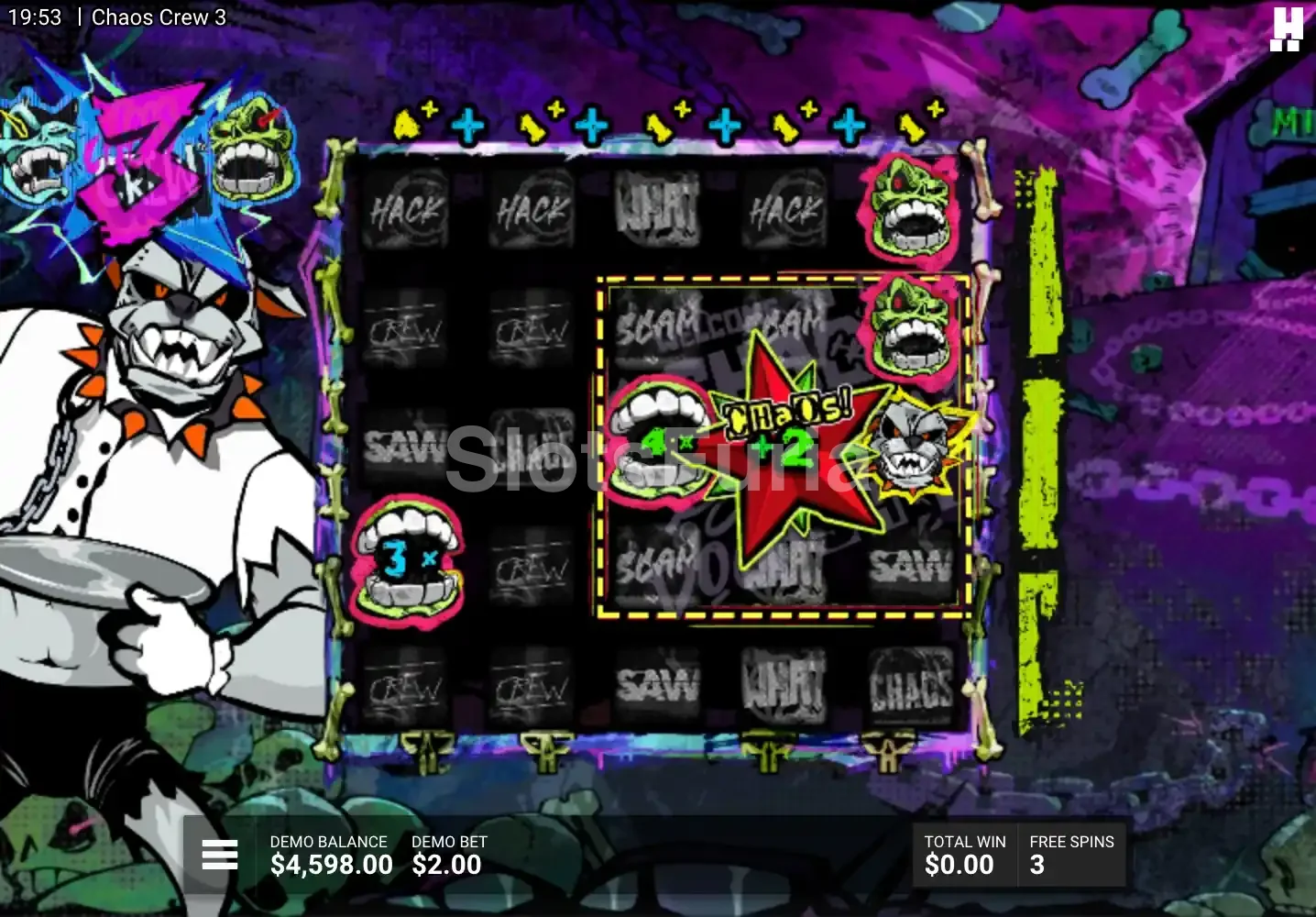 Ronda de giros gratis activa en Chaos Crew 3