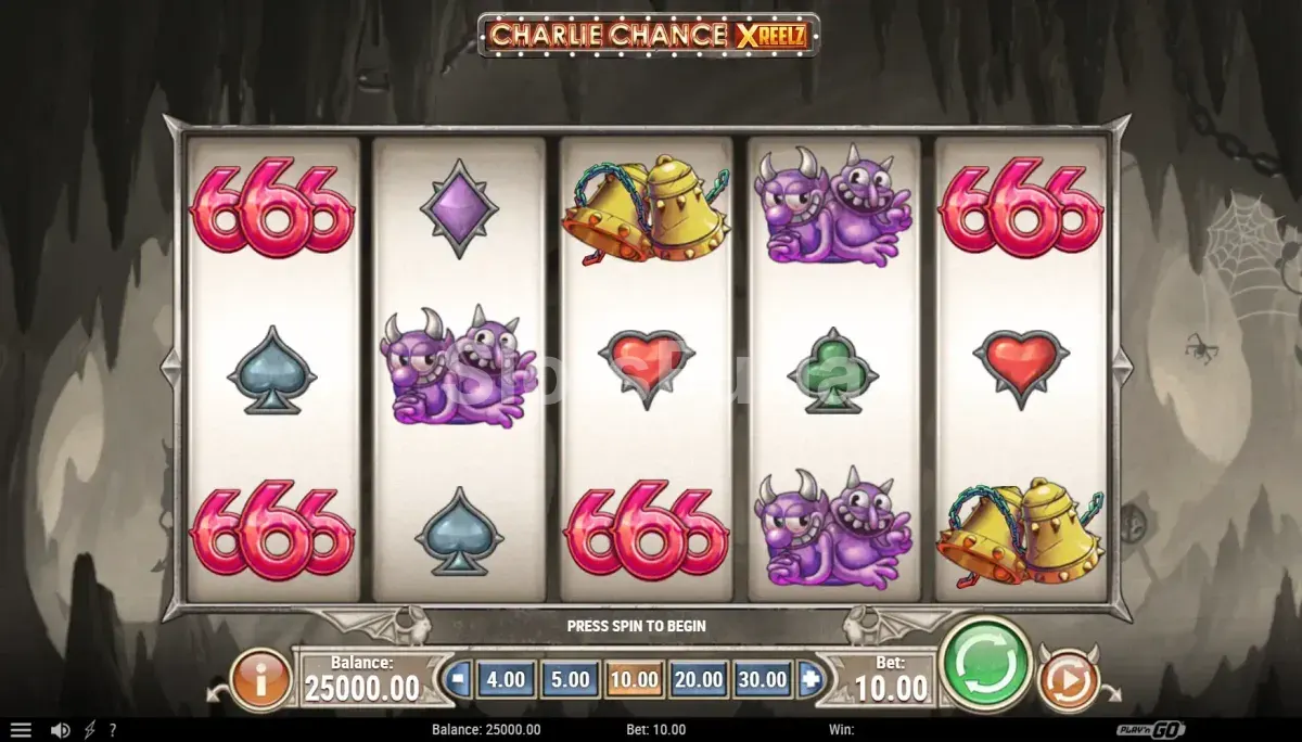 Pantalla principal de Charlie Chance XreelZ con los 5 carretes activos
