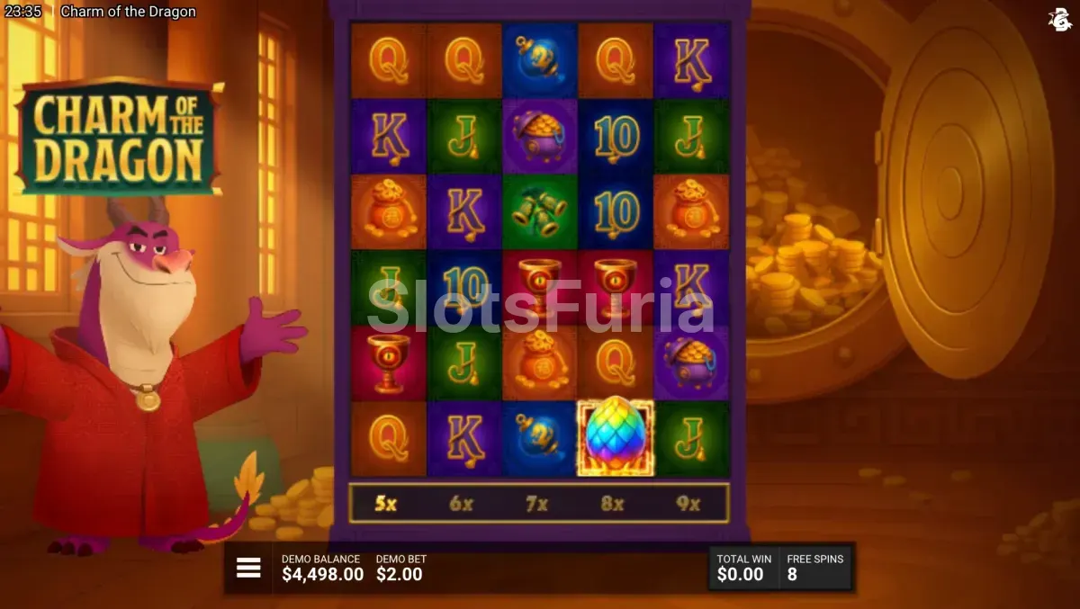Ronda de giros gratis activa en Charm of the Dragon