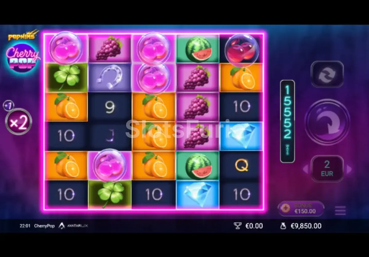 Modo de giros gratis activado en Cherry Pop con carretes expandidos