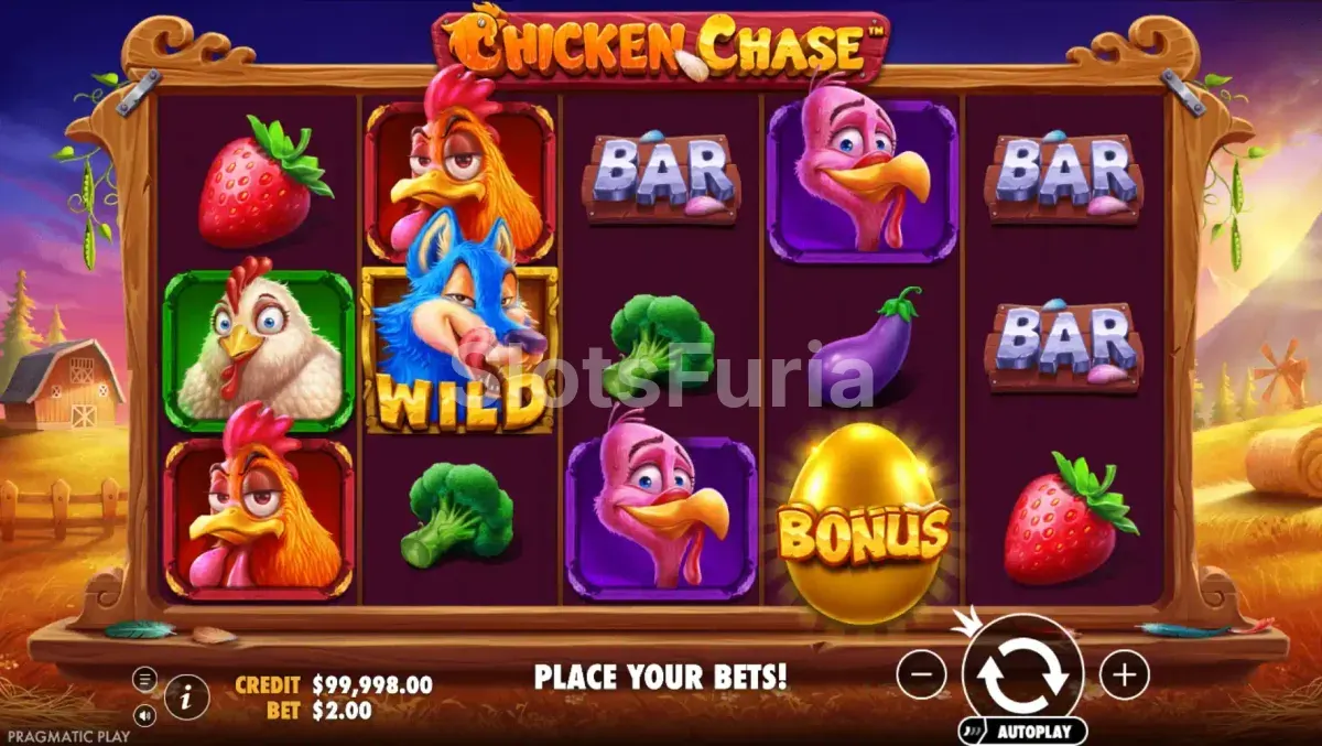 Segunda vista del juego base de Chicken Chase mostrando la mecánica de retención